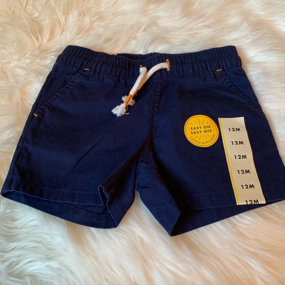 AMERICANA Cat & Jack Baby Girls Navy Blue Chino Shorts Size 12 Months NWT